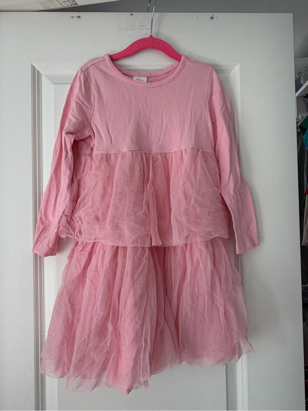 Hanna Andersson Pink Layered Tulle Long-Sleeve Dress - 110/5